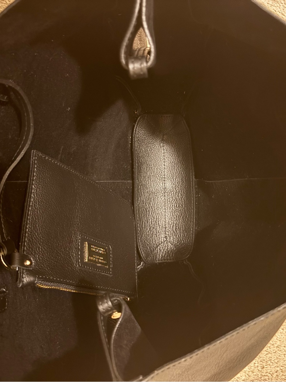 Black Leather Tote Bag Made in Italy - Picture 7 of 16